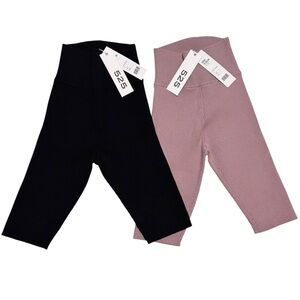 525 America NWT Ribbed high waisted bike shorts Black & Quartz LOT OF 2 size XS